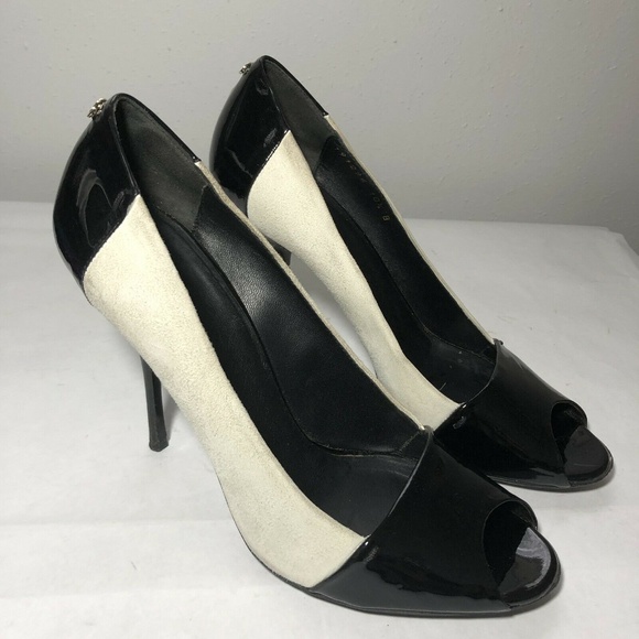 Gucci Peep Toe Black White Suede Bacall 10.5 - Picture 1 of 8